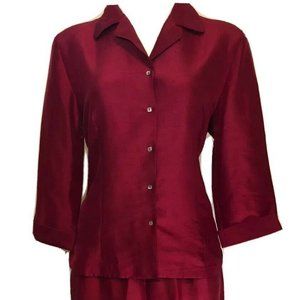 ALLISON TAYLOR 2 Pc 100% Silk Pant Set Red Size 12